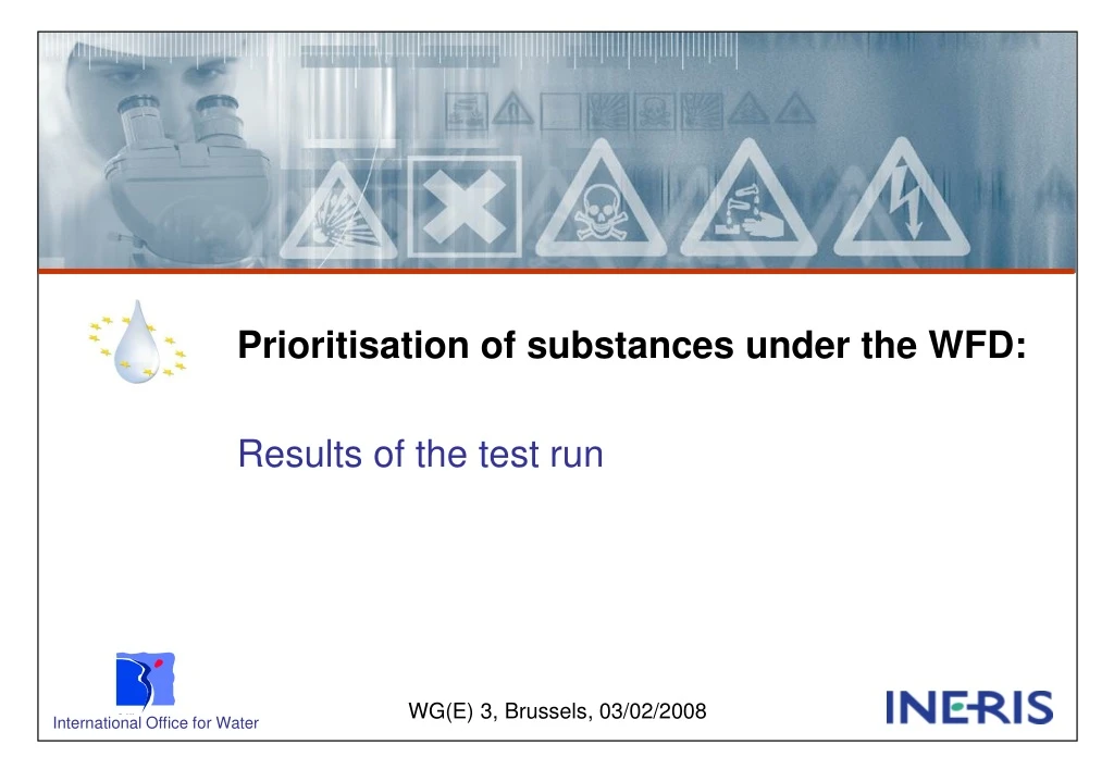 prioritisation of substances under the wfd results of the test run