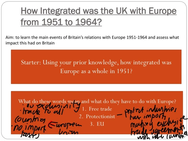 How Integrated was the UK with Europe from 1951 to 1964?