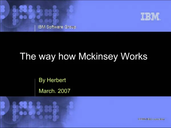 The way how Mckinsey Works