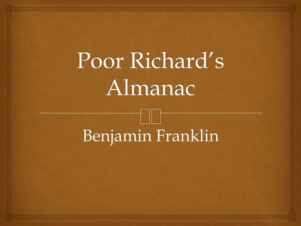 poor richard s almanac