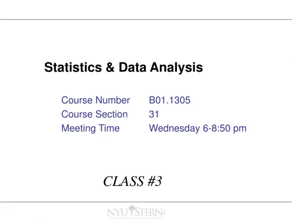 Statistics &amp; Data Analysis