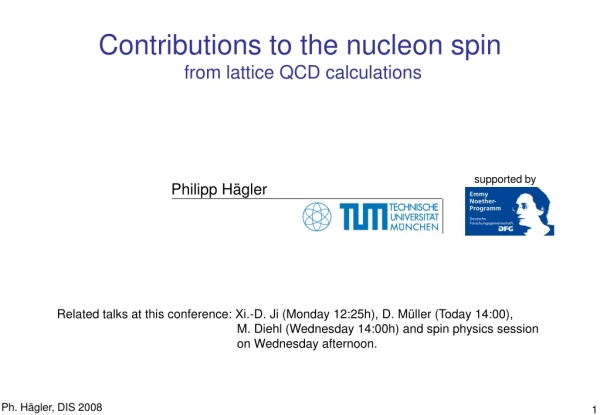 Contributions to the nucleon spin from lattice QCD calculations