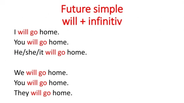 Future simple will + infinitiv