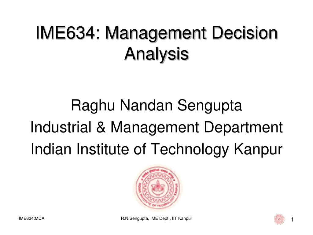 ime634 management decision analysis