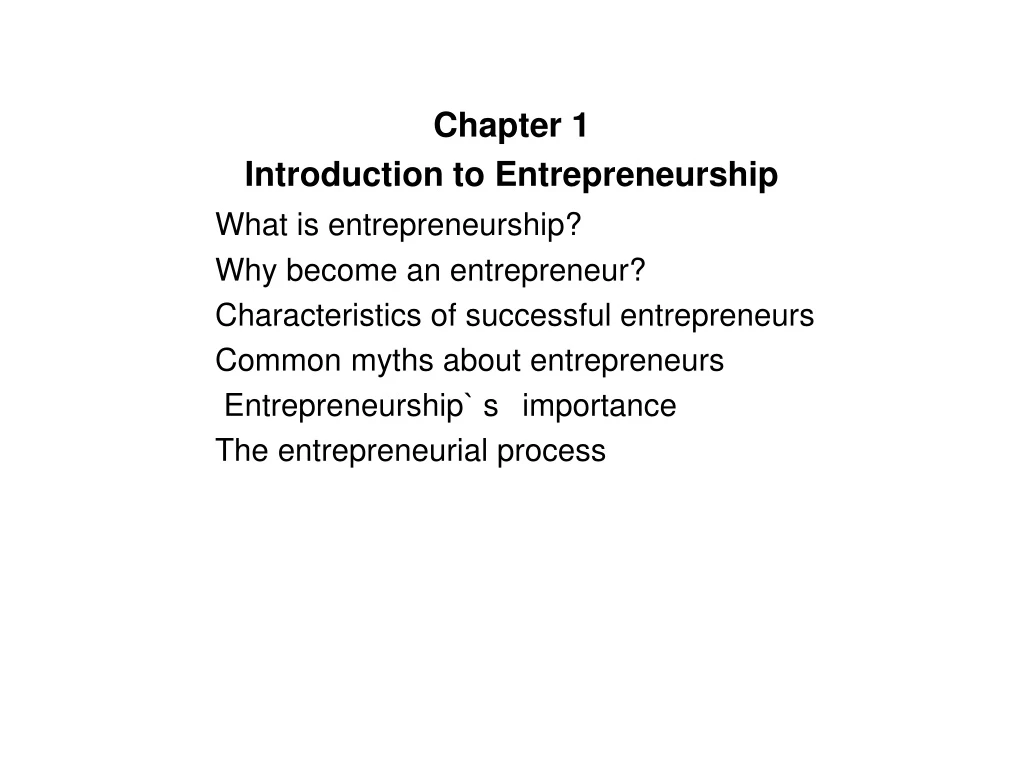 chapter 1 introduction to entrepreneurship what