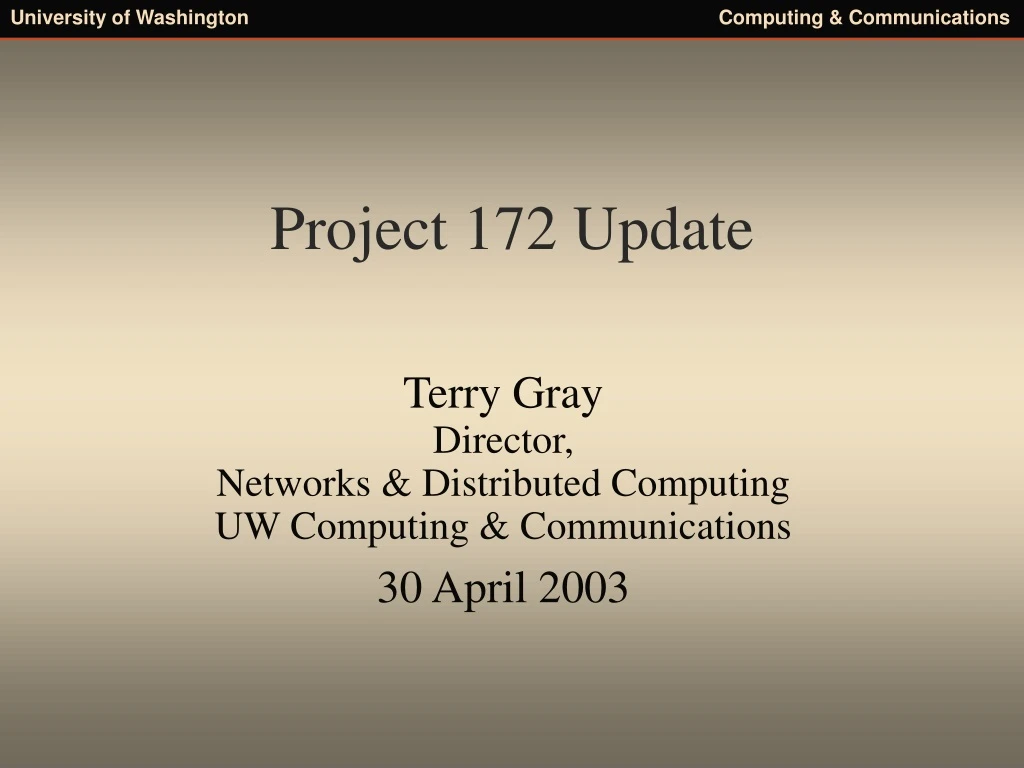 project 172 update
