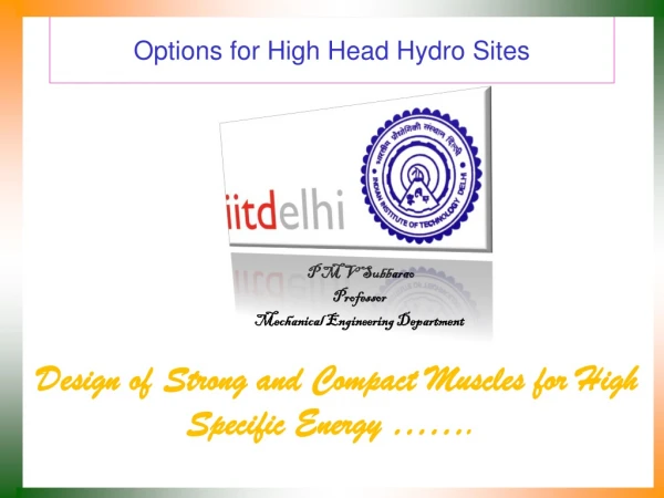 Options for High Head Hydro Sites