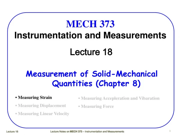 MECH 373 Instrumentation and Measurements