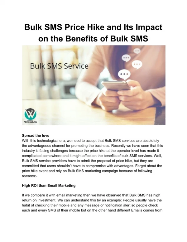 Bulk SMS Price Hike and Its Impact on the Benefits of Bulk SMS