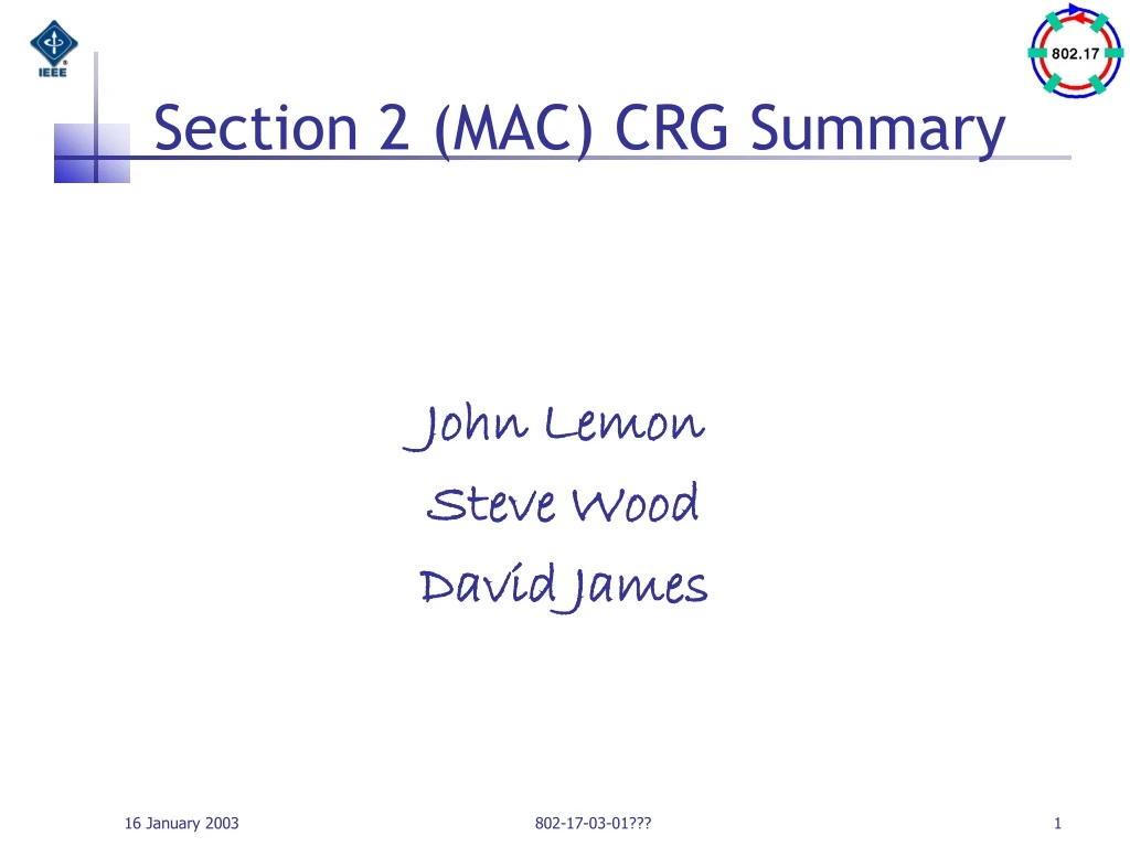 section 2 mac crg summary