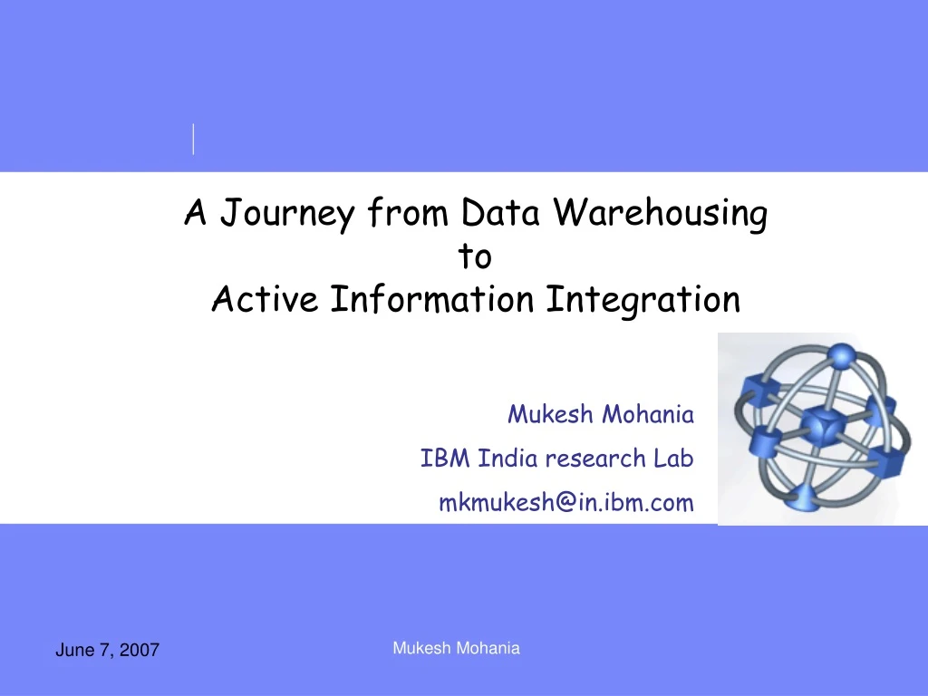 a journey from data warehousing to active