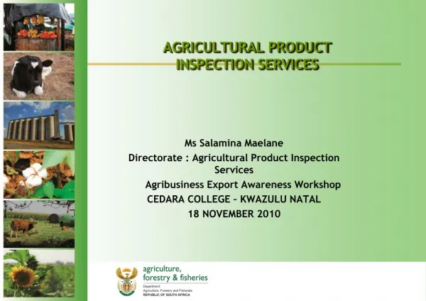 AGRICULTURAL PRODUCT INSPECTION SERVICES