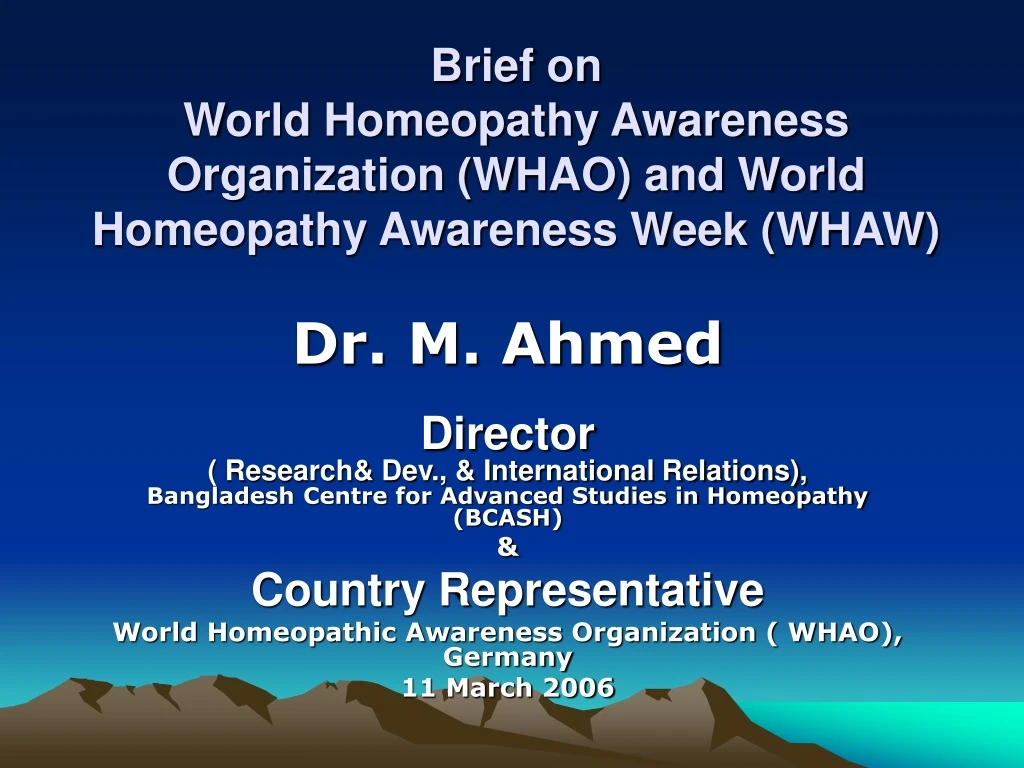 brief on world homeopathy awareness organization whao and world homeopathy awareness week whaw