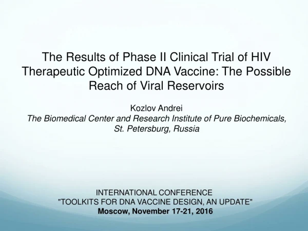 INTERNATIONAL CONFERENCE  &quot;TOOLKITS FOR DNA VACCINE DESIGN, AN UPDATE&quot;