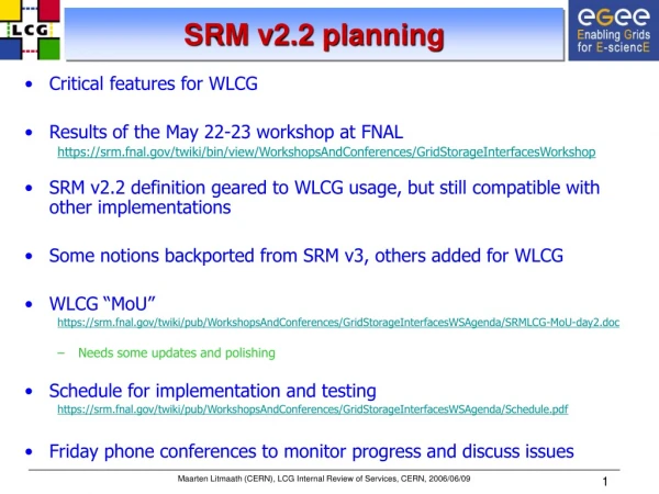 SRM v2.2 planning