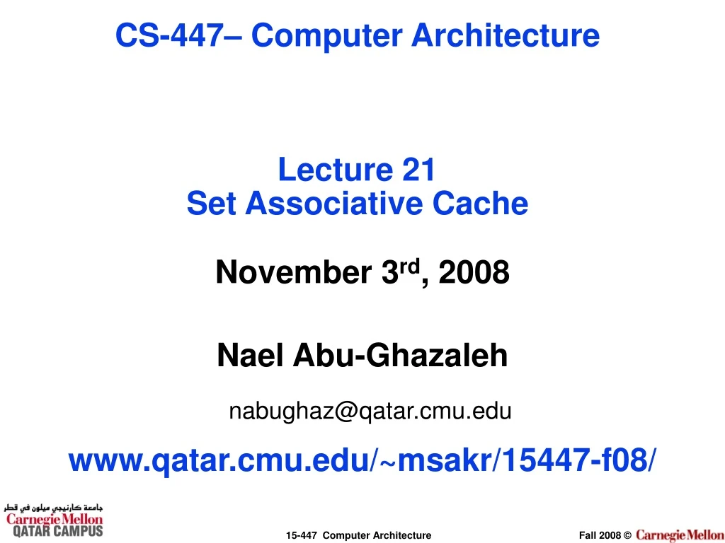 cs 447 computer architecture lecture