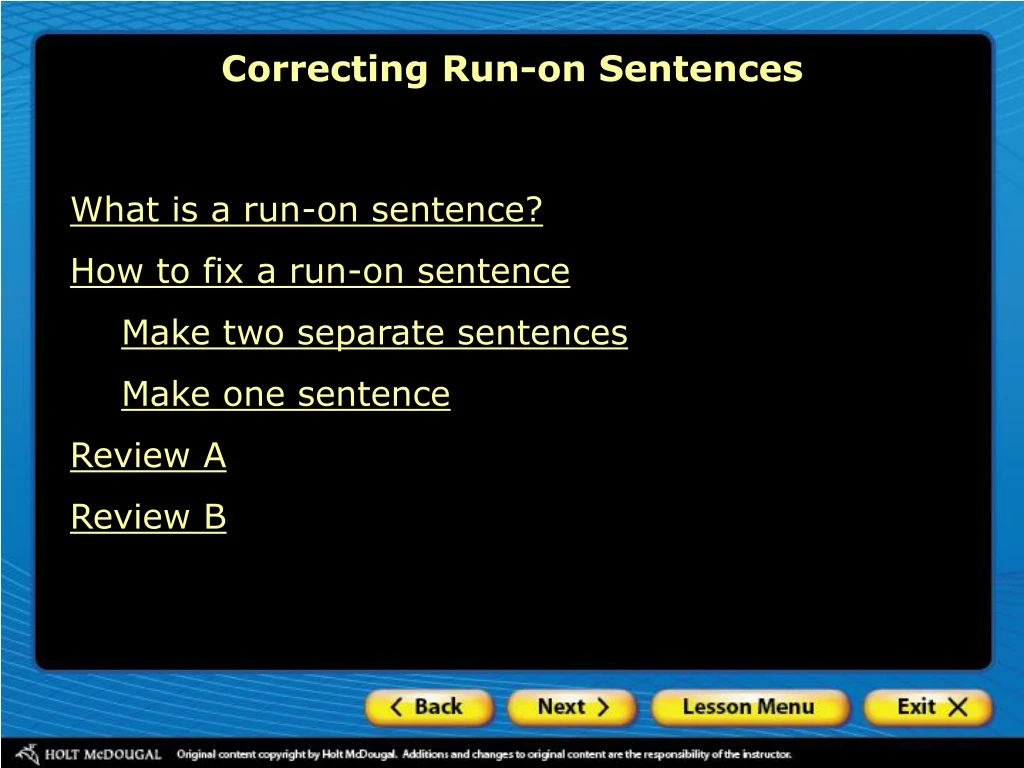 correcting run on sentences