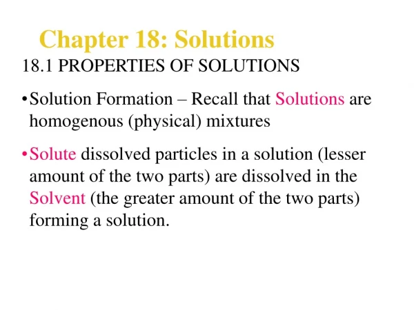 18.1 PROPERTIES OF SOLUTIONS