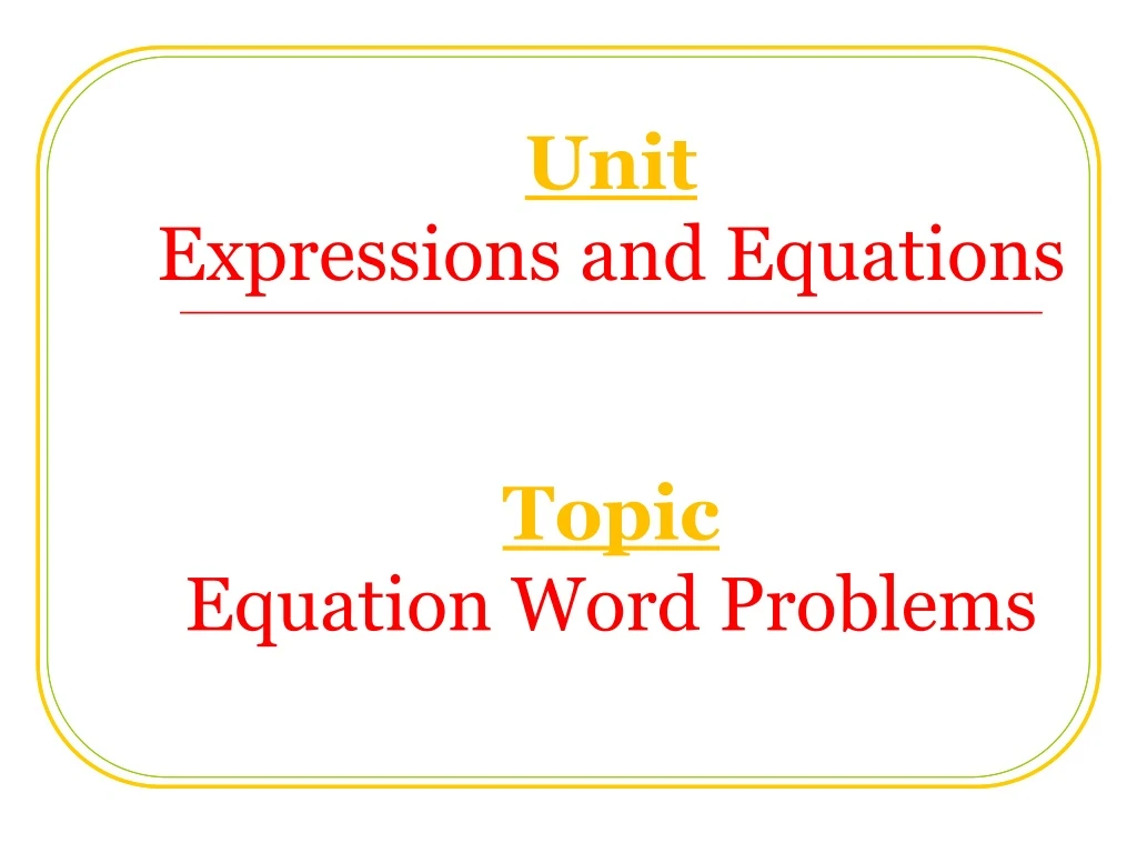 unit expressions and equations