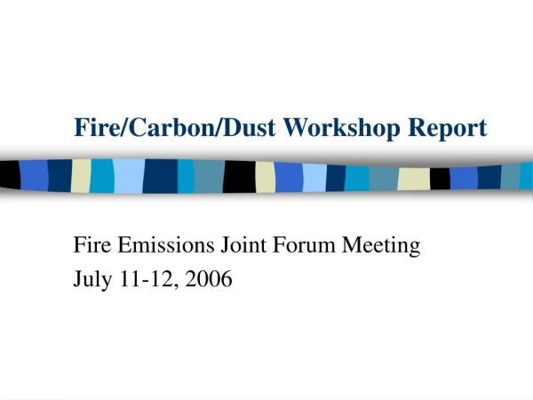 Fire/Carbon/Dust Workshop Report