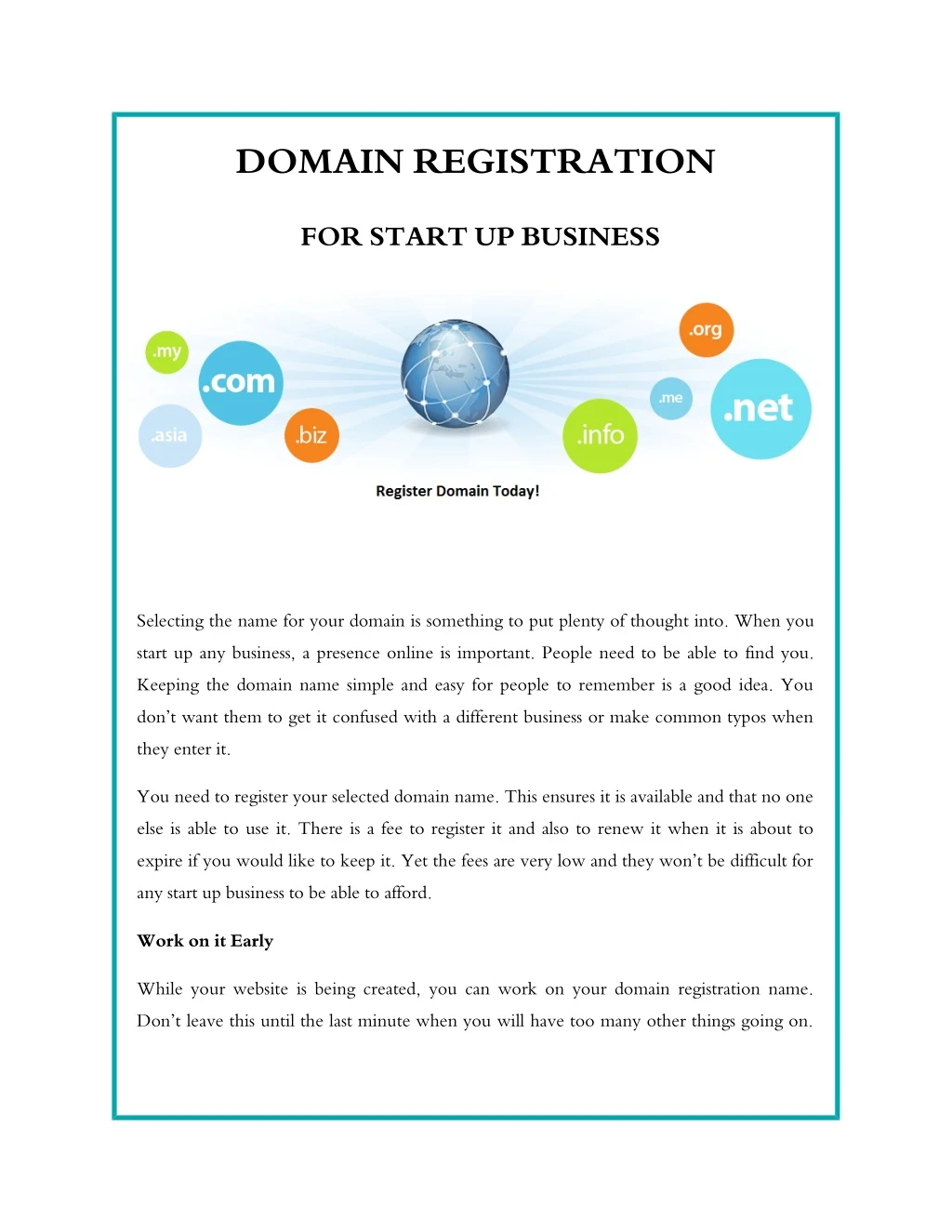 domain registration for start up business