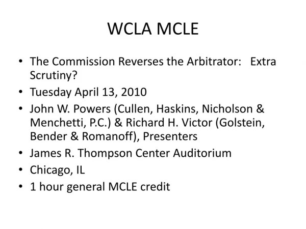 WCLA MCLE