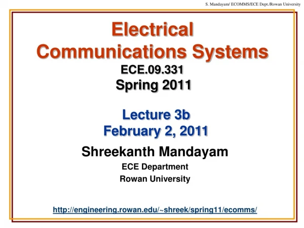 Electrical Communications Systems ECE.09.331 Spring 2011