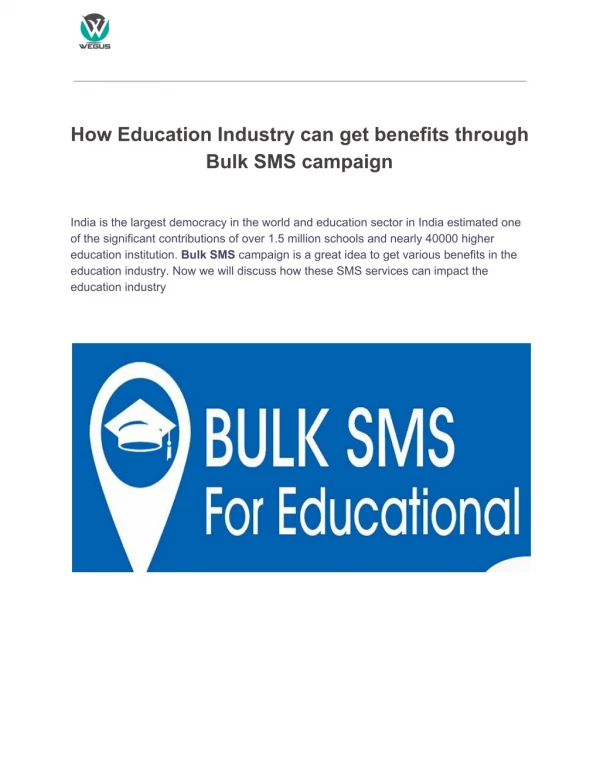 How Education Industry can get benefits through Bulk SMS campaign