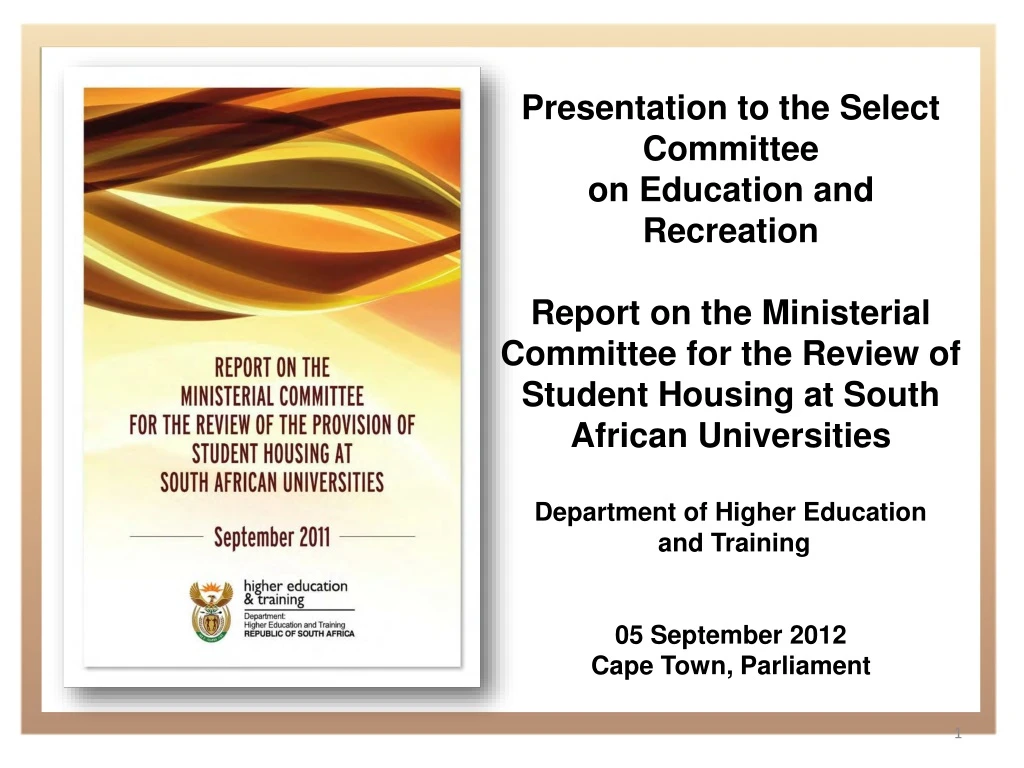 presentation to the select committee on education