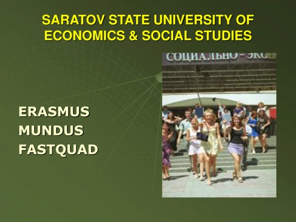 SARATOV STATE UNIVERSITY OF ECONOMICS &amp; SOCIAL STUDIES