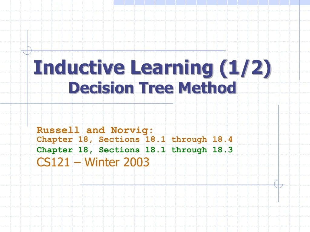 inductive learning 1 2 decision tree method