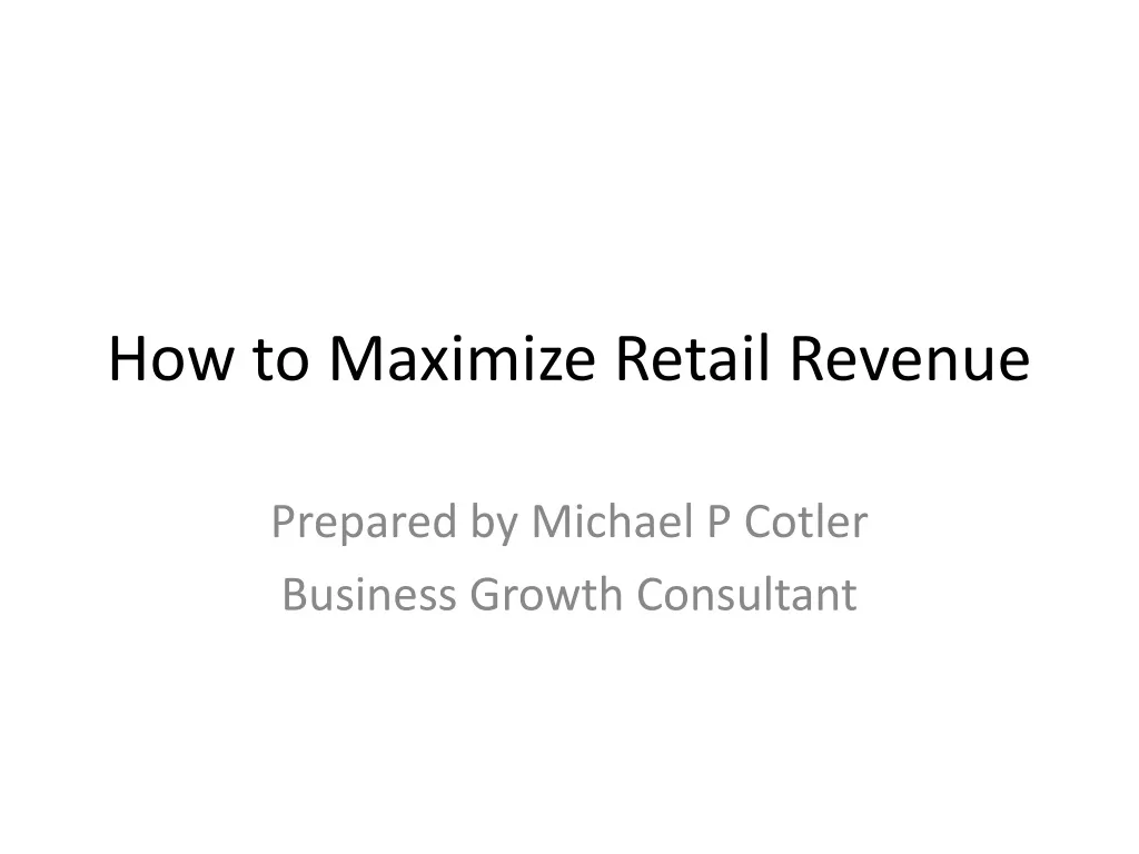 how to maximize retail revenue