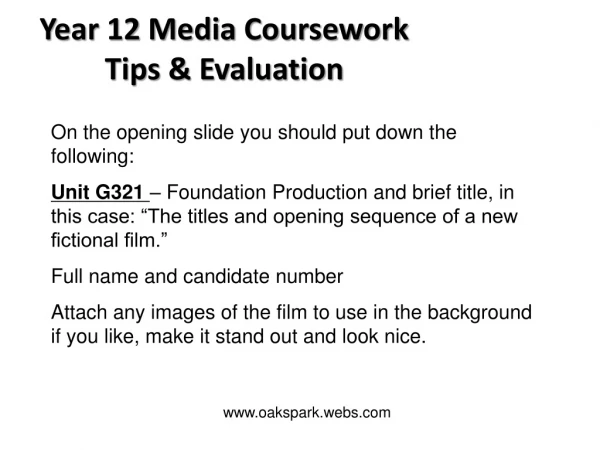 Year 12 Media Coursework Tips &amp; Evaluation