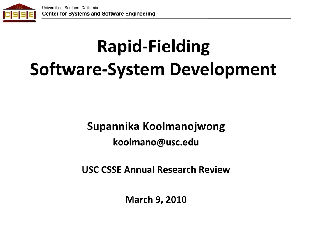 rapid fielding software system development