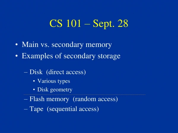 CS 101 – Sept. 28
