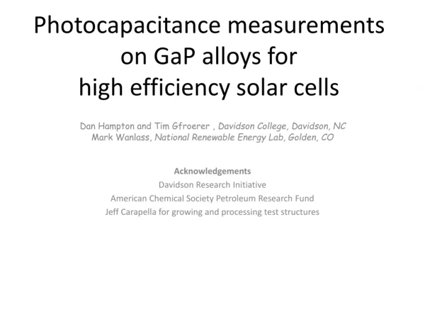 Photocapacitance measurements on GaP alloys for high efficiency solar cells