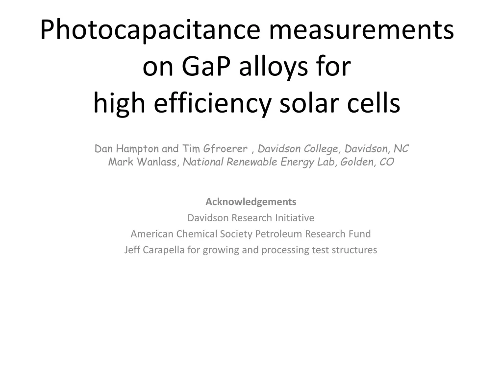 photocapacitance measurements on gap alloys for high efficiency solar cells