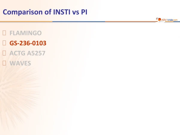Comparison of INSTI vs PI