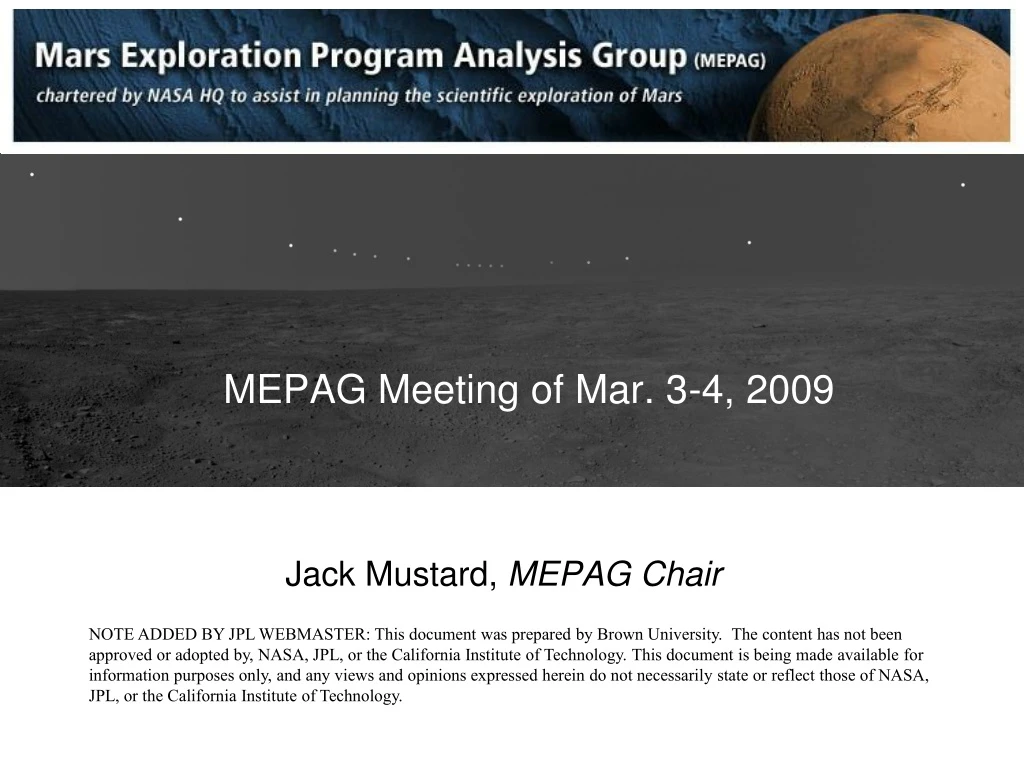 mepag meeting of mar 3 4 2009