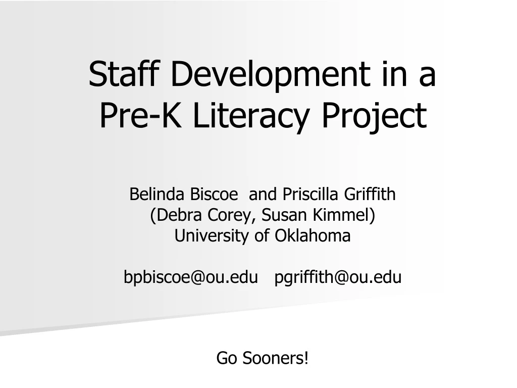 staff development in a pre k literacy project