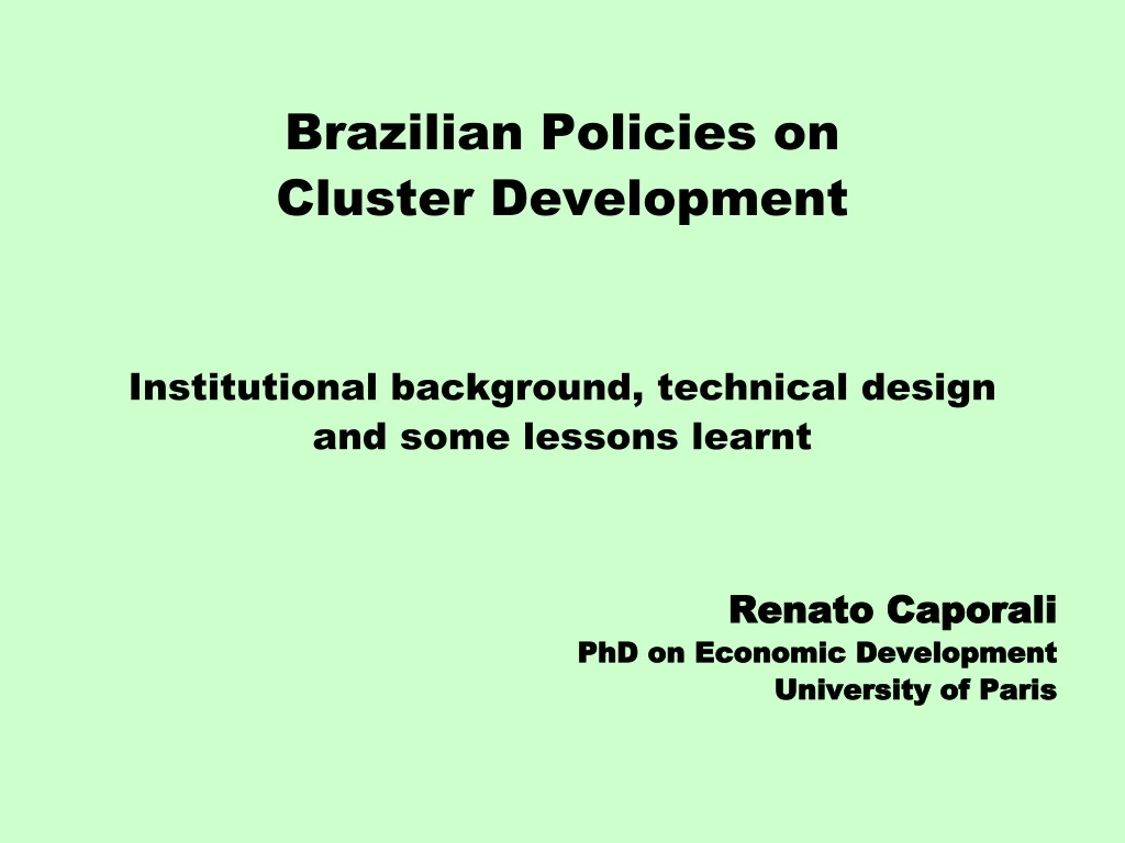 brazilian policies on cluster development