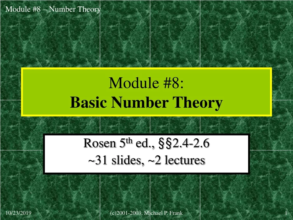 module 8 basic number theory
