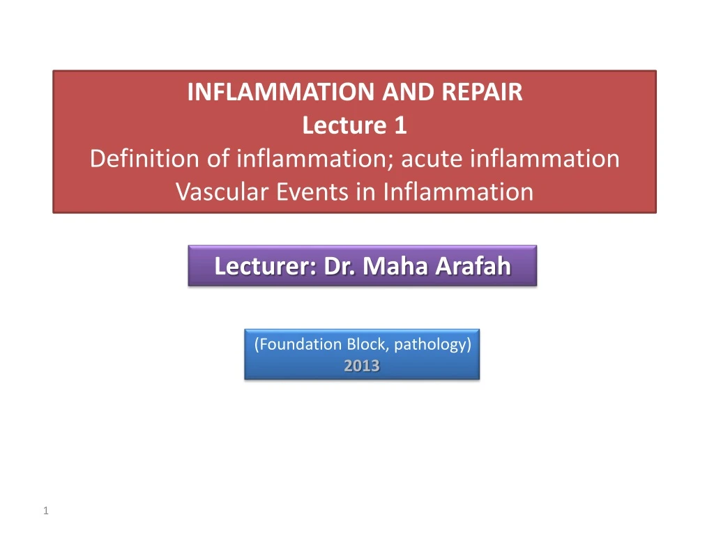 inflammation and repair lecture 1 definition