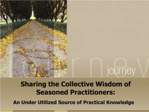 Sharing the Collective Wisdom of Seasoned Practitioners: