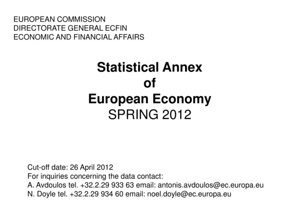 Statistical Annex of European Economy SPRING 2012