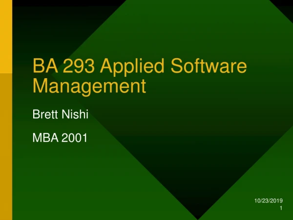 BA 293 Applied Software Management