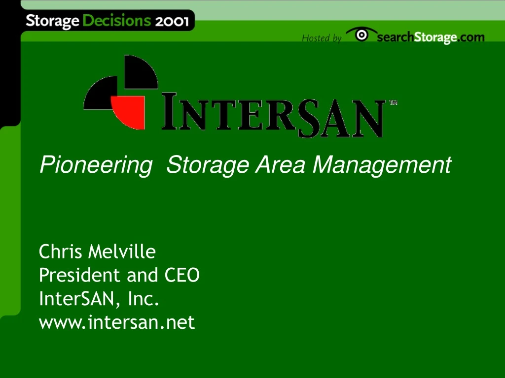 pioneering storage area management