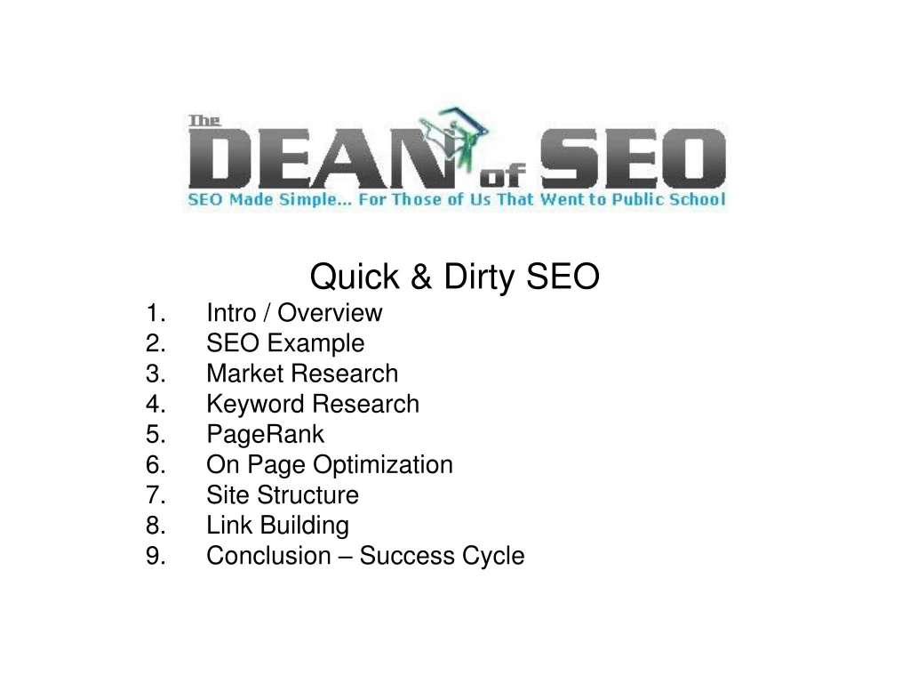 quick dirty seo intro overview seo example market