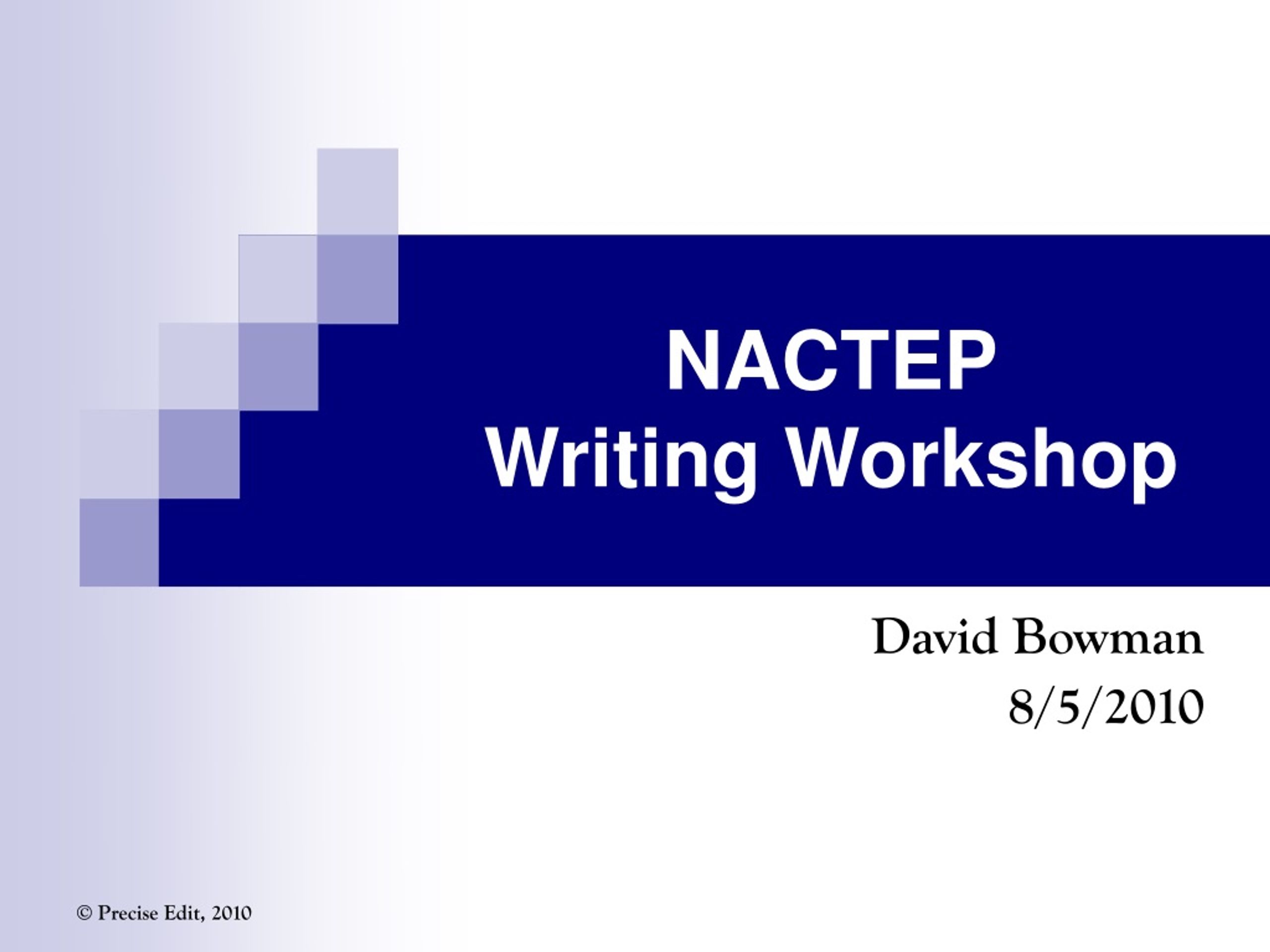 NACTEP Writing Workshop - slide 1