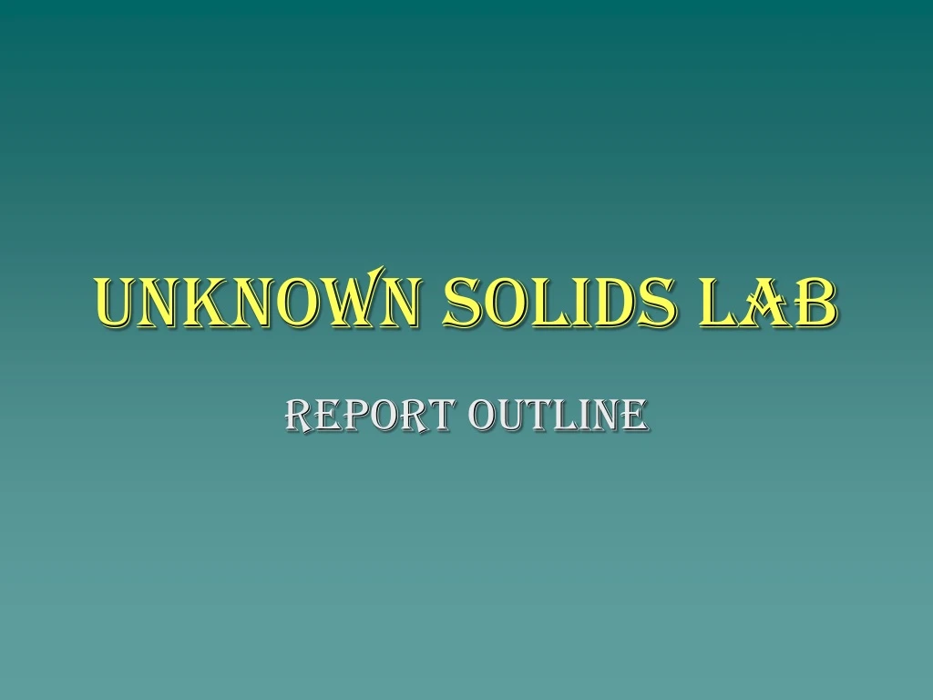 unknown solids lab